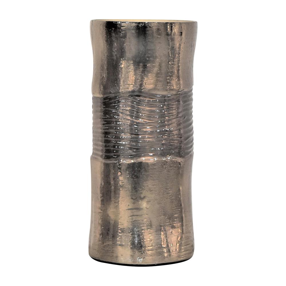 Glass, 11" Textured Enamel Vase, Bronze. Picture 1