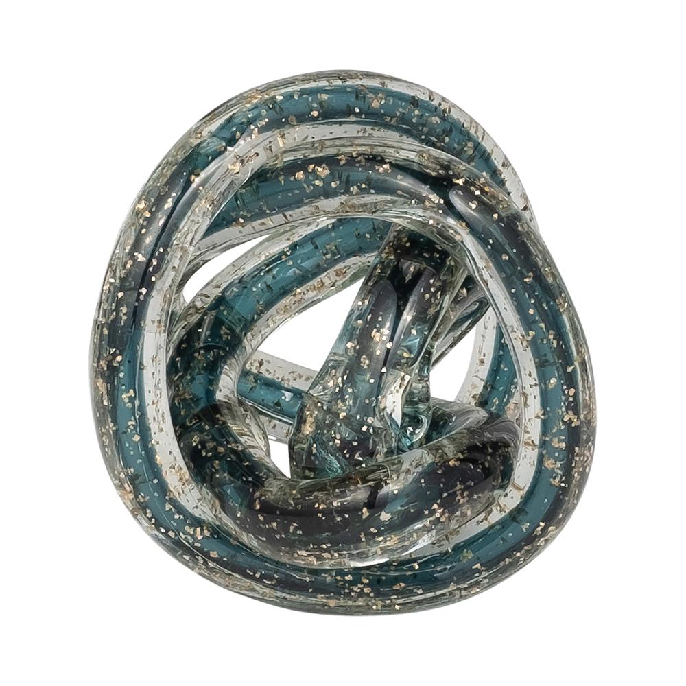 Glass, 4" Knot Blue. Picture 3