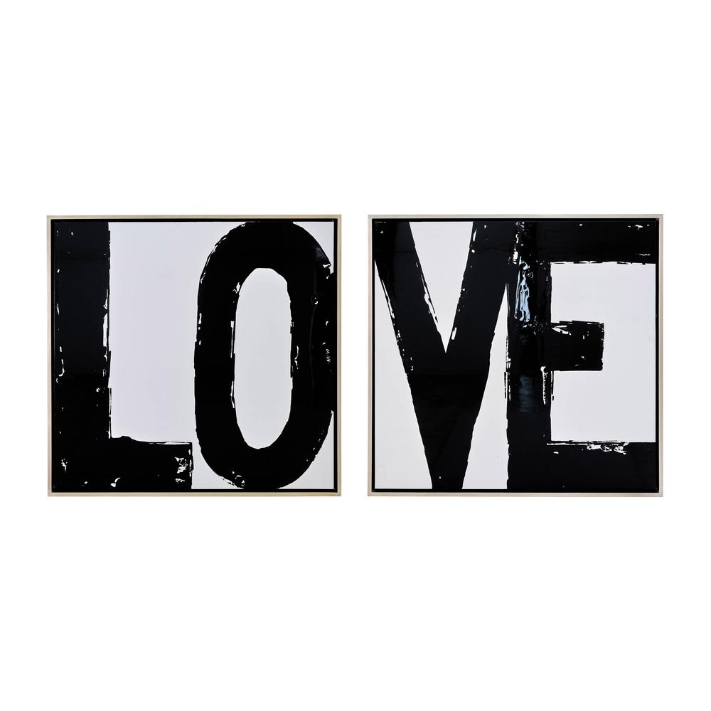 95x47, S/2 Hand Painted Love Frame, Black. Picture 1