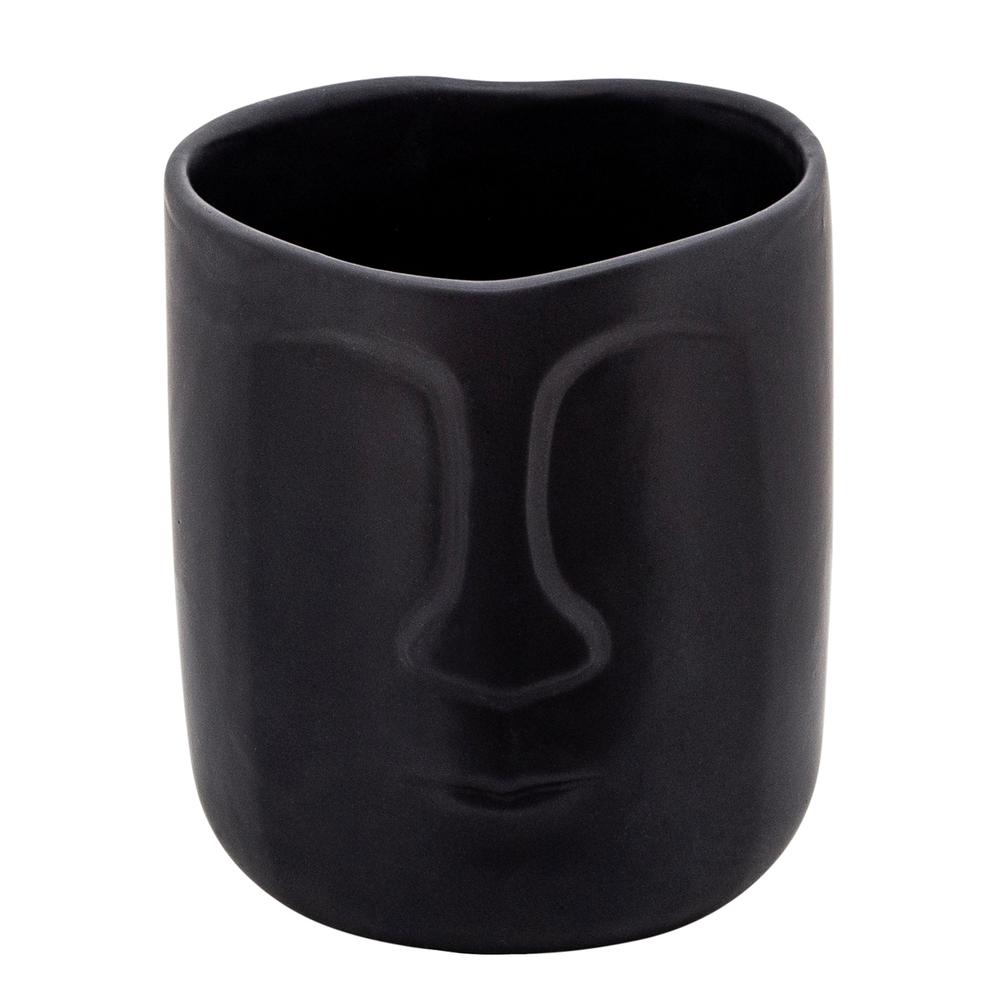 6" Face Vase, Black. Picture 1