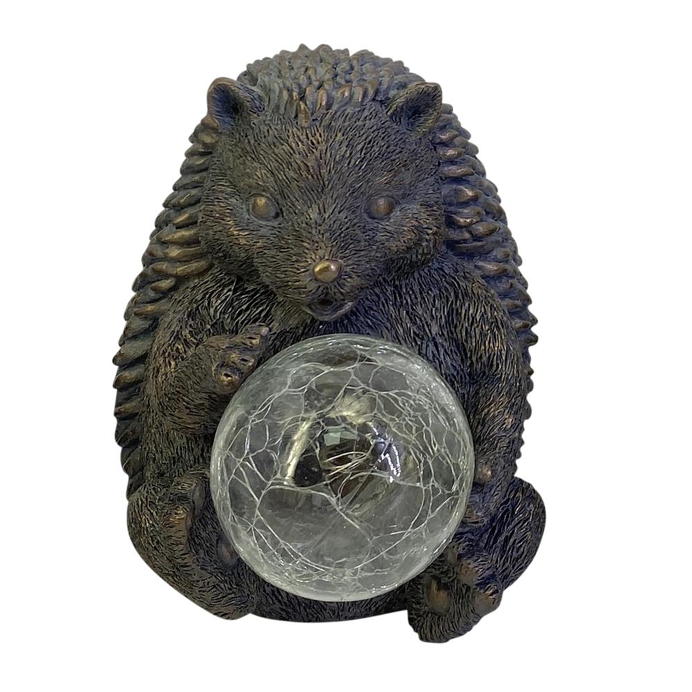 8" Hedgehog With Solar Orb,antique Copper. Picture 2