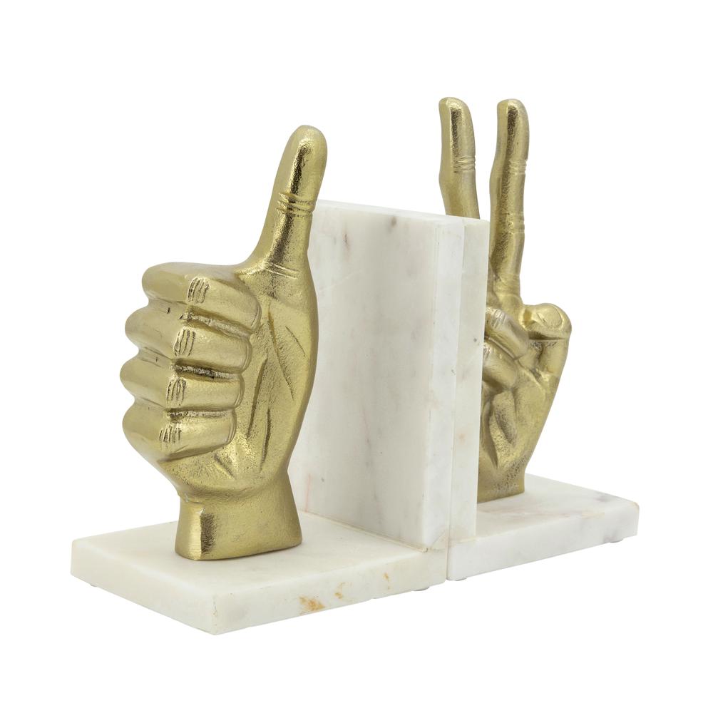 S/2 Hand Sign Bookends, Gold. Picture 1