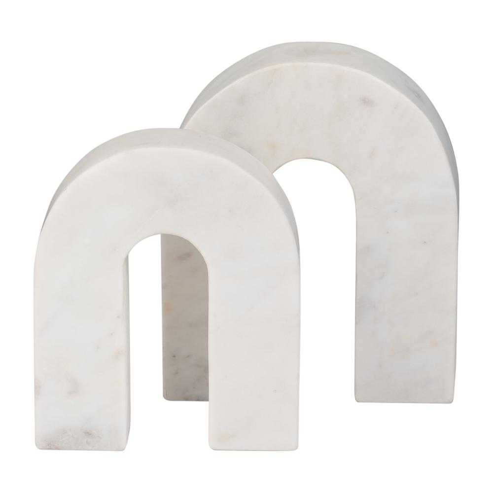 Marble, 7"h Horseshoe Tabletop Deco, White. Picture 8