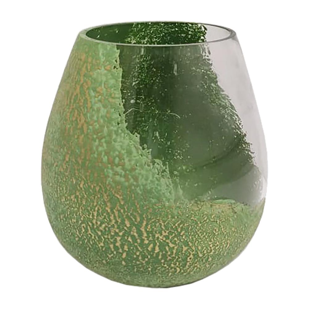 Glass, 8" Dipped Vase, Green. Picture 1