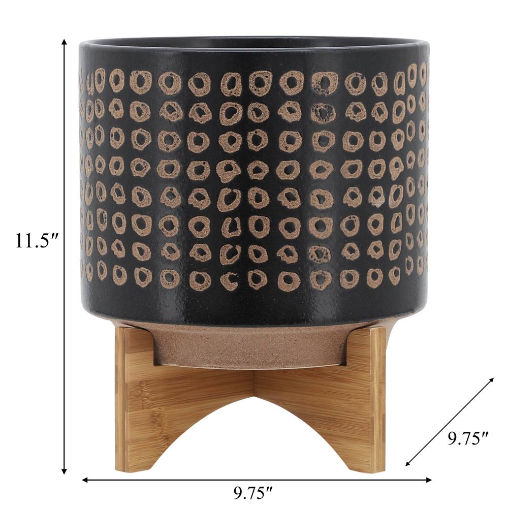 Ceramic 10" Planter On Stand, Brown. Picture 9