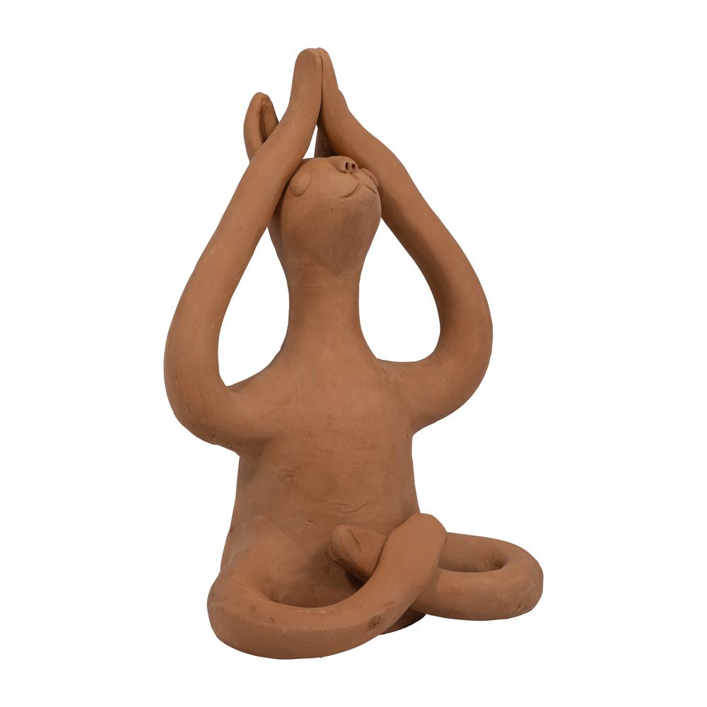 Terracotta, 10" Salutation Yoga Bunny, Natural. Picture 2