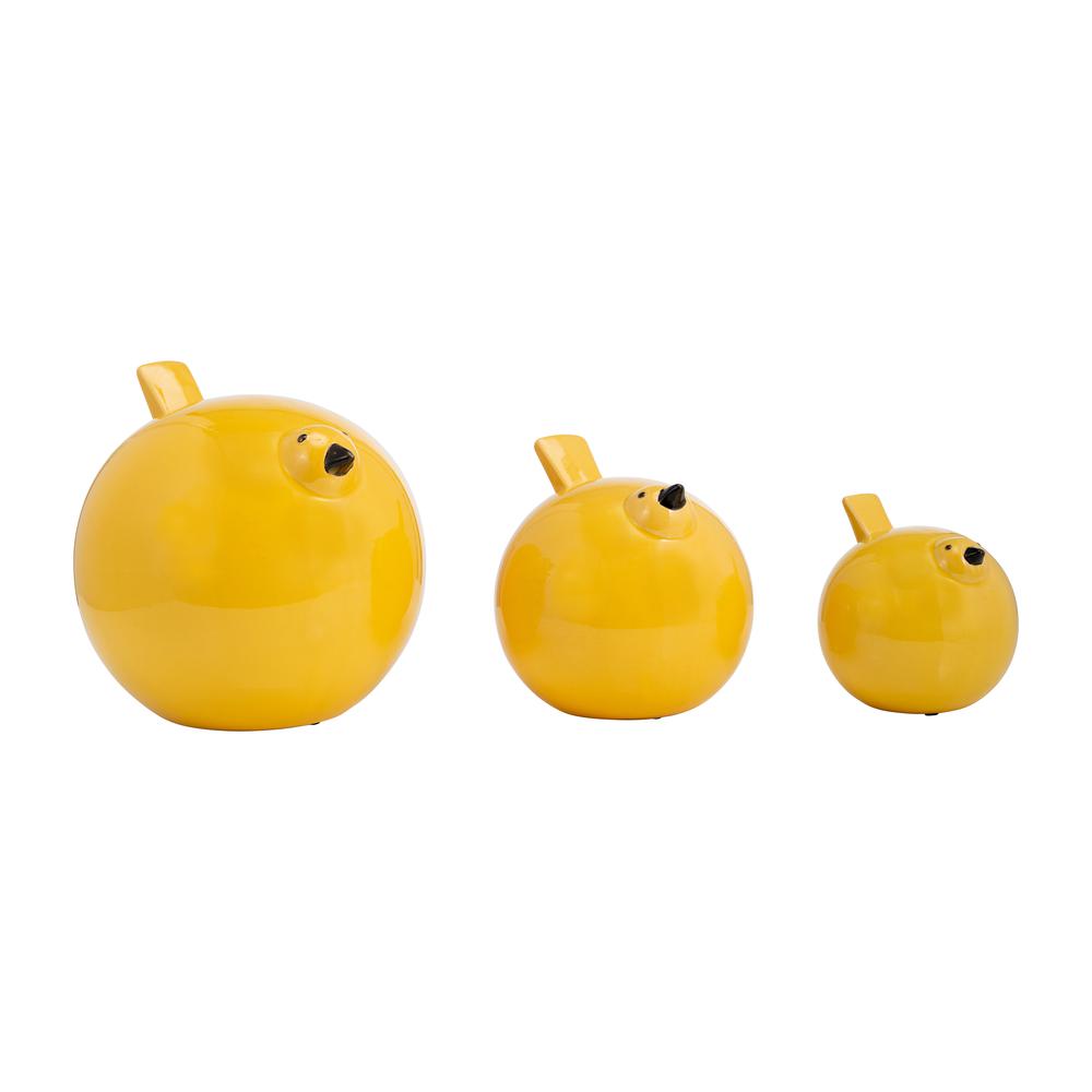 S/3 Ceramic Birds 8", Yellow. Picture 1
