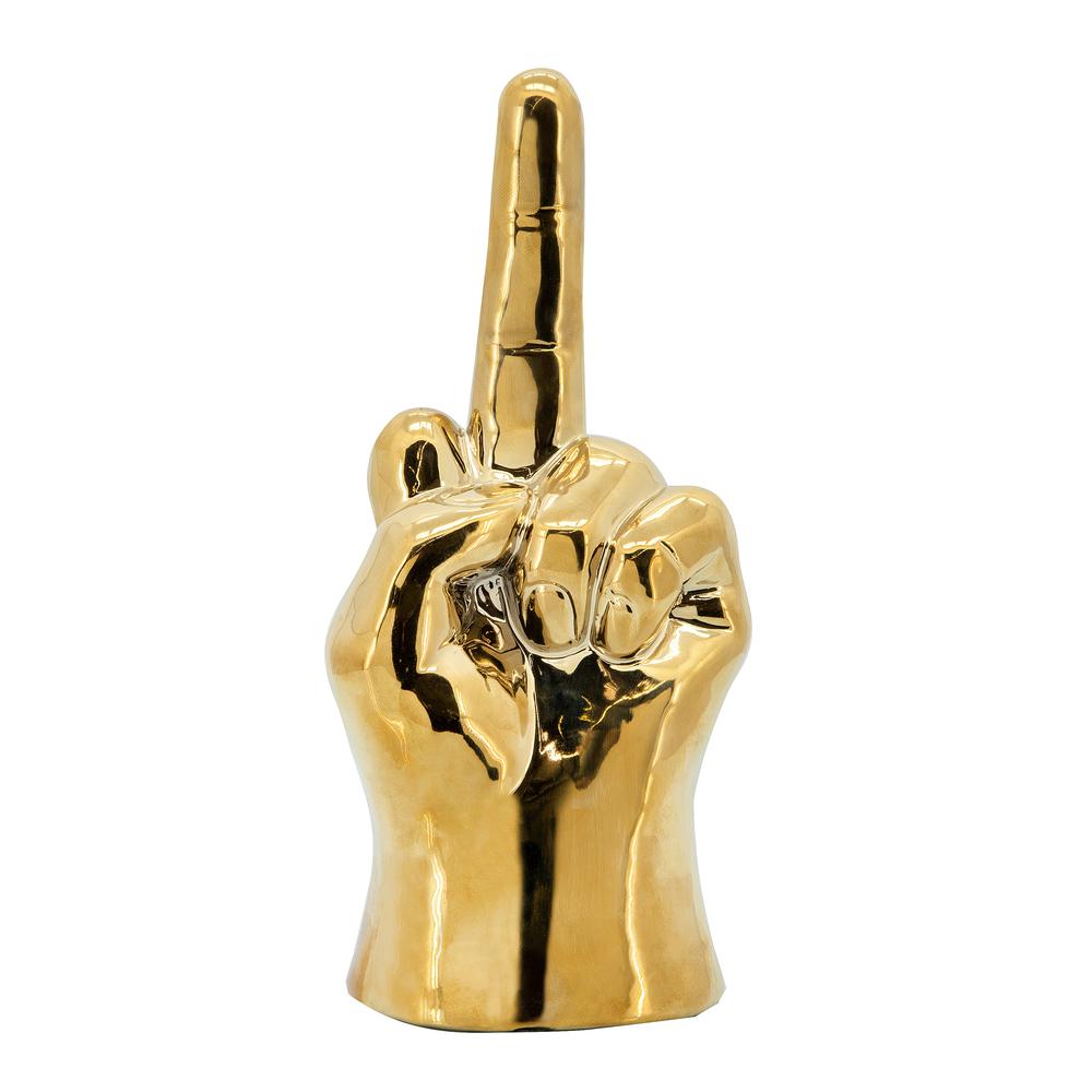 8" Dirty Finger Sign, Gold. Picture 1