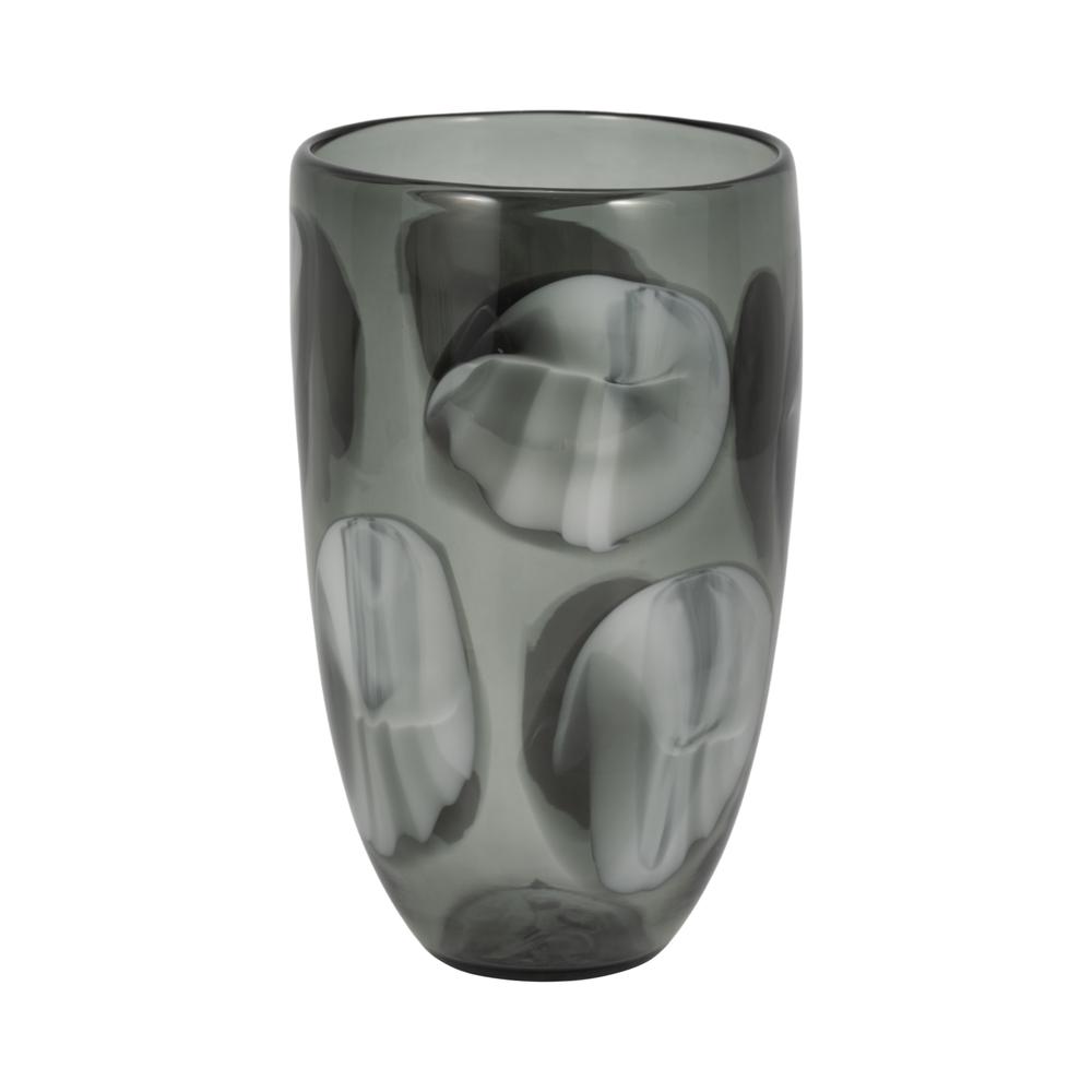 Glass, 11" Hand Blown Vase, Aqua. Picture 3