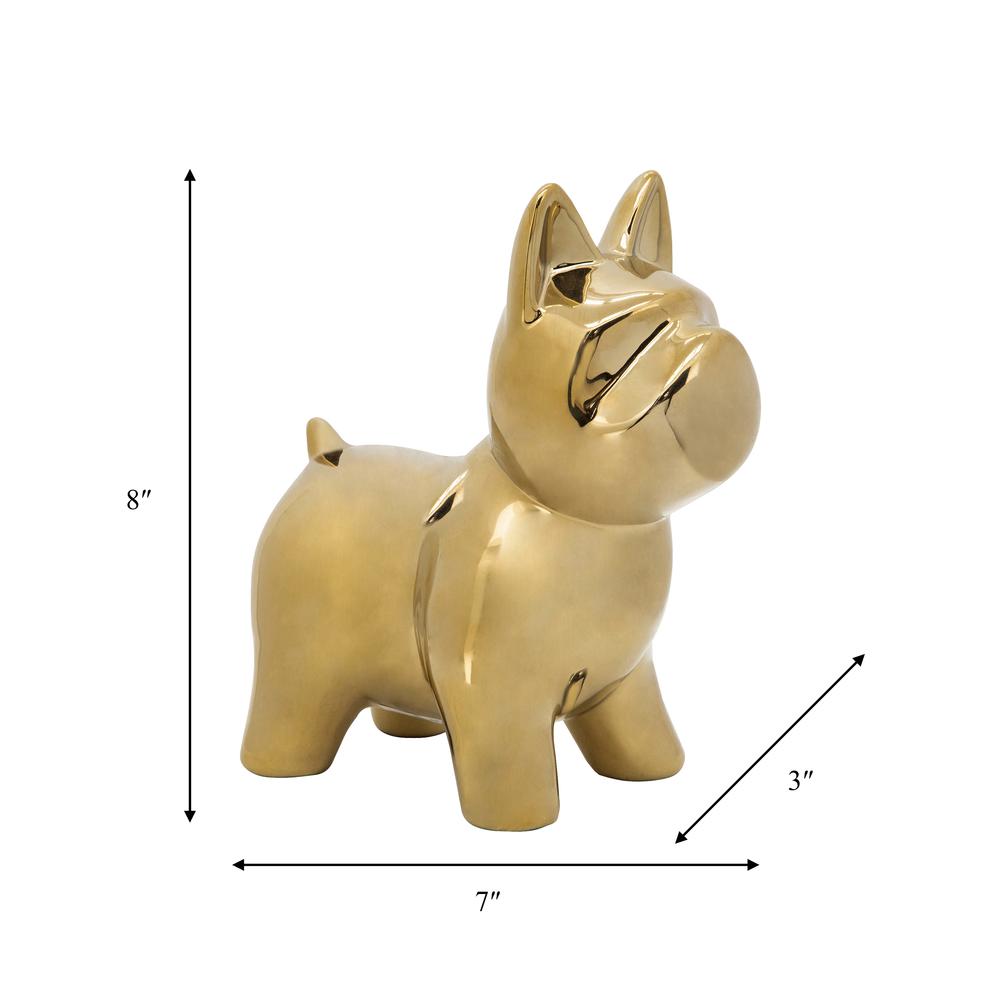Cer, 8" Dog Table Deco, Gold. Picture 5