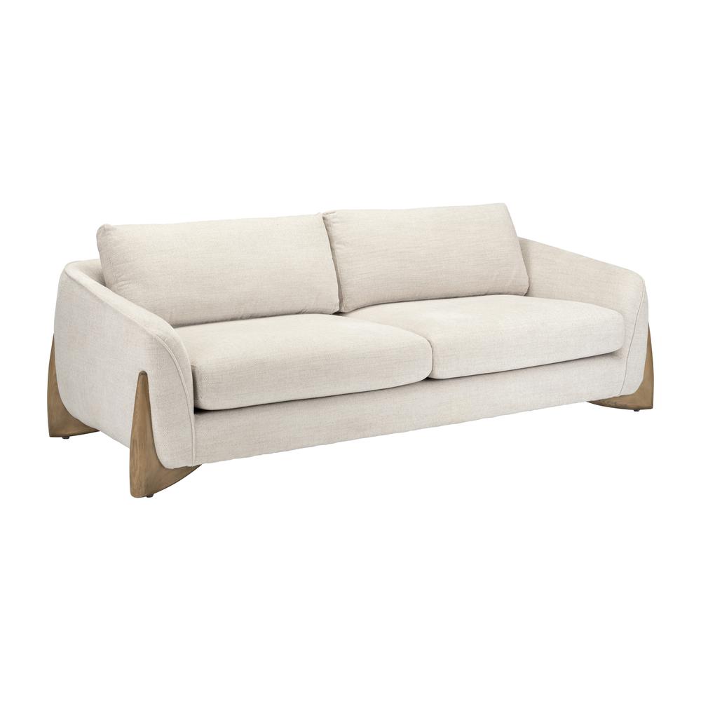 3-seat Sofa W/ Wood Accent, Beige. Picture 2