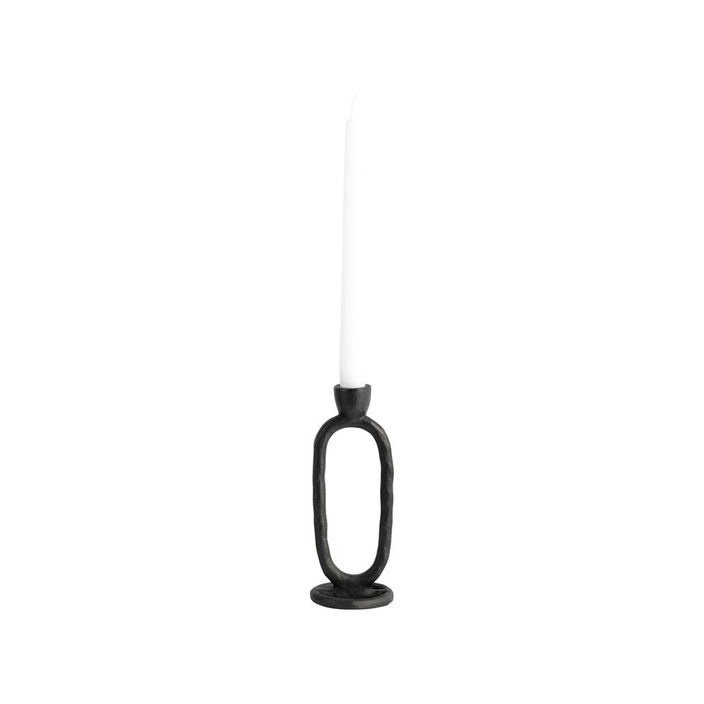 Metal, 8" Open Oval Taper Candleholder, Black. Picture 4