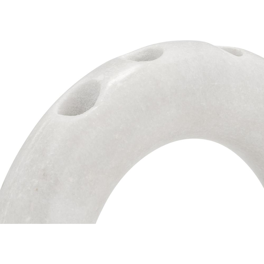Marble, 10" 4-taper Candle Holder, White. Picture 5