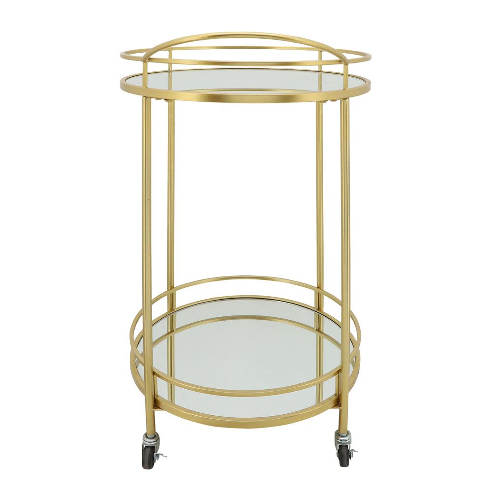 Metal 32"h Round 2-layered Bar Cart, Gold. Picture 2