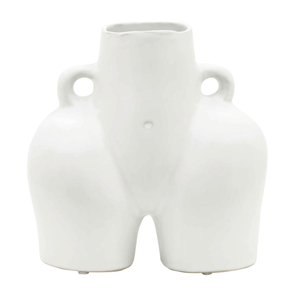 Cer, 7" Half Body Vase, White. Picture 2
