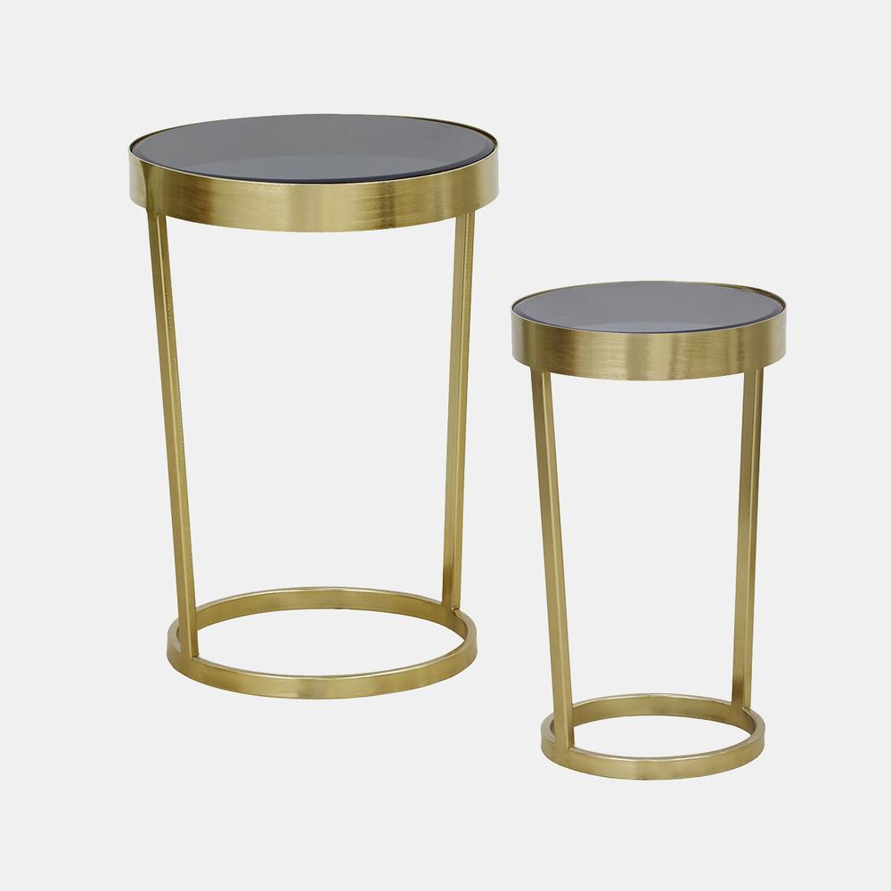 Metal, S/2 20/23" Round Contemporary Side Tables,. Picture 1