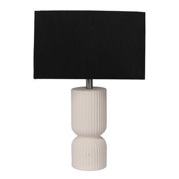 22" Fluted Cylinder Table Lamp, White/black. Picture 1