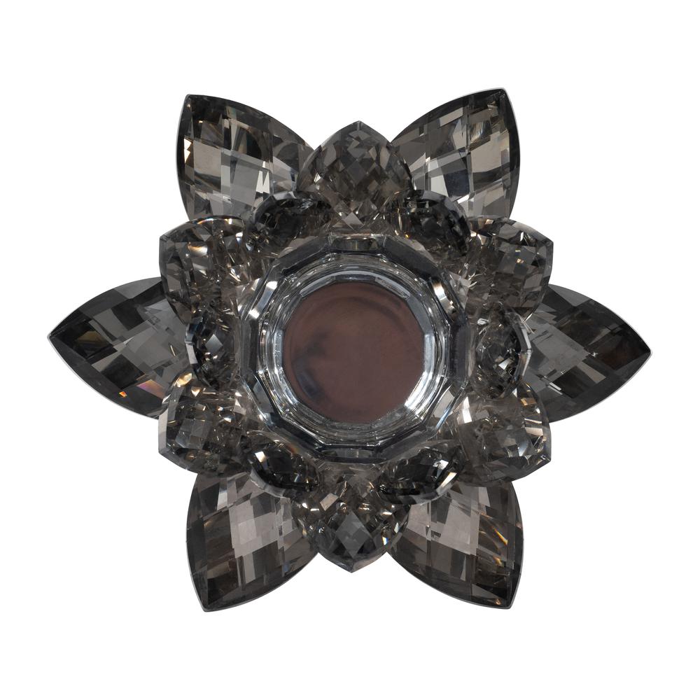 Black Crystal Lotus Votive Holder 8". Picture 5