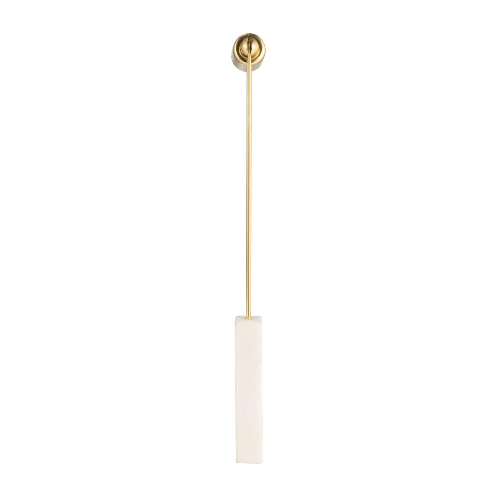 Marble, 12" Round Candle Snuffer, Gold/white. Picture 4