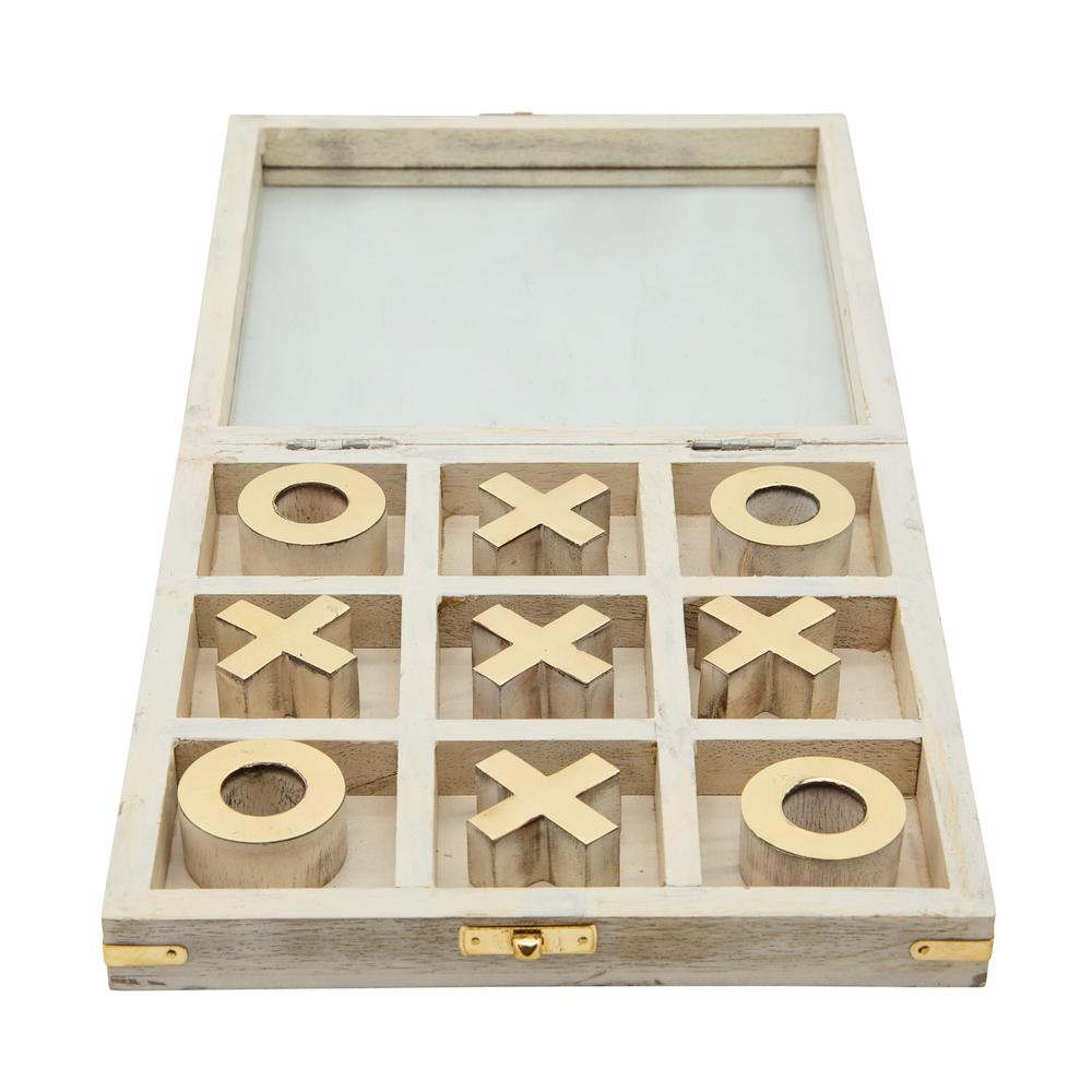 Wood 8x8 Tic Tac Toe, White. Picture 3