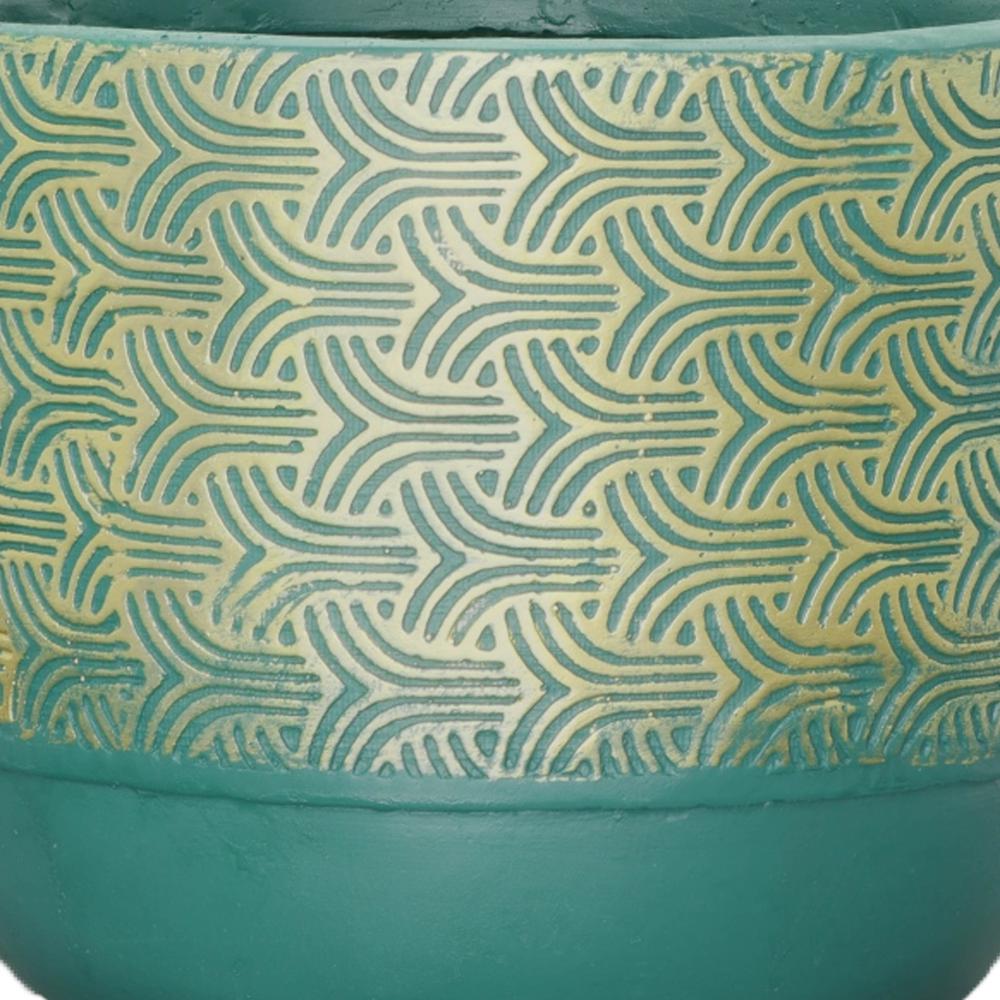 Resin, S/2 10/13"d Swirl Planters, Green/gold. Picture 7