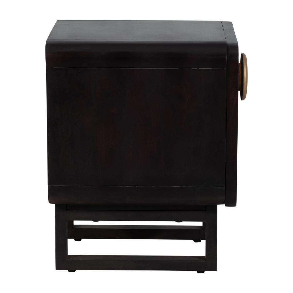 Wood, 16"l Modern Night Stand, Black. Picture 7