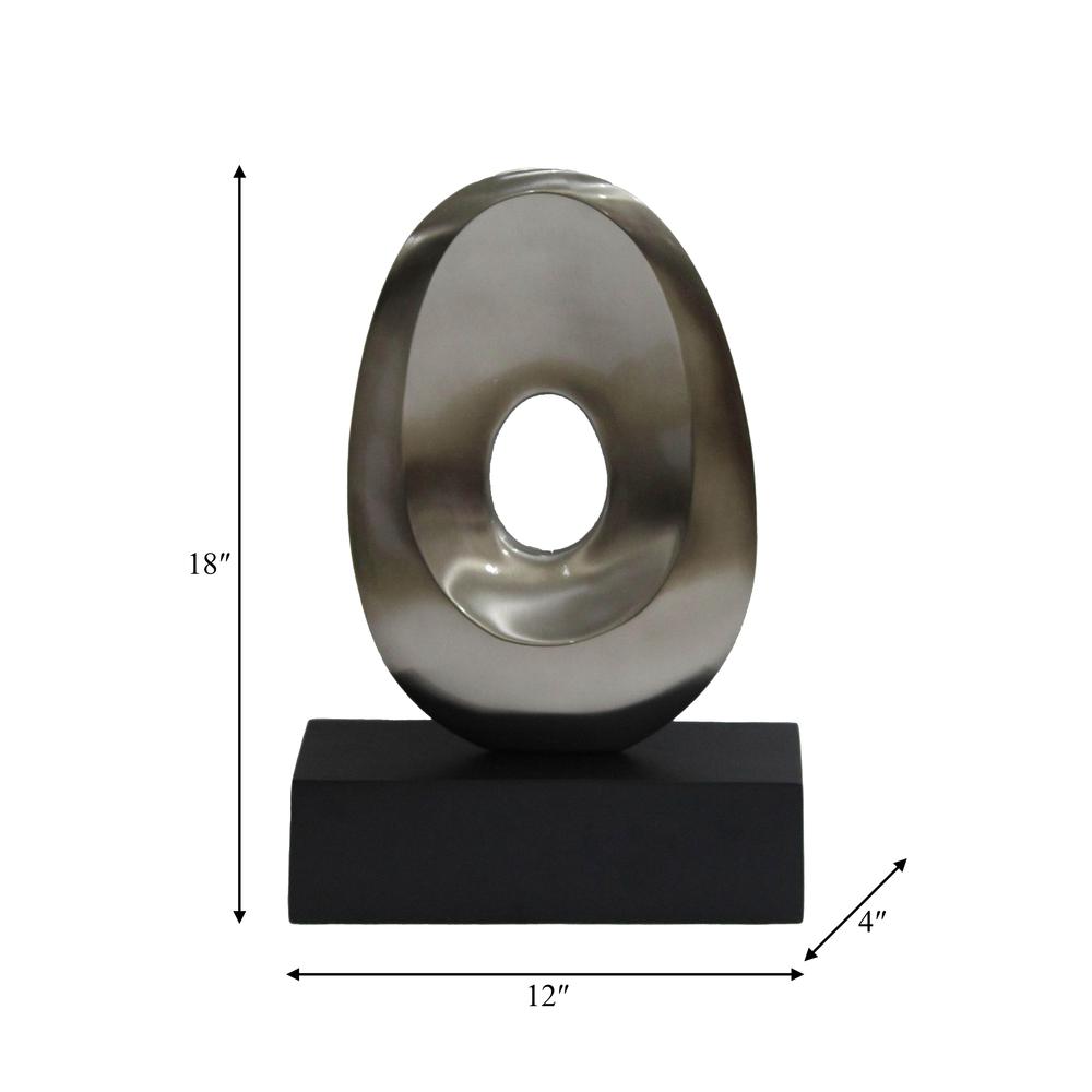 18", Metal Oval Sculpture,slvr/blk. Picture 2
