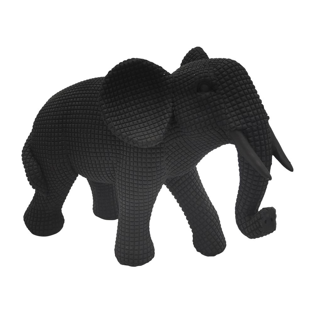 Resin, 8" Elephant Deco, Black. Picture 1