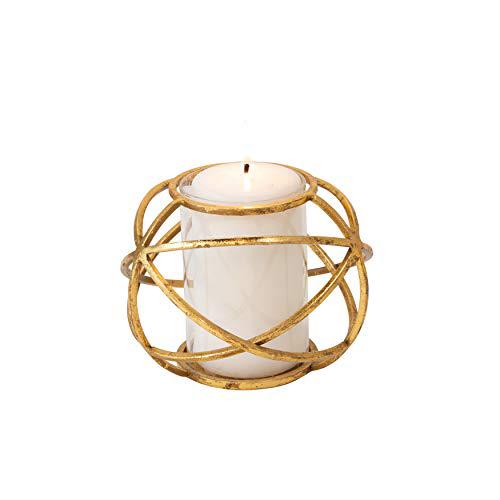 S/2 6" Orb Candle Holder , Gold. Picture 3