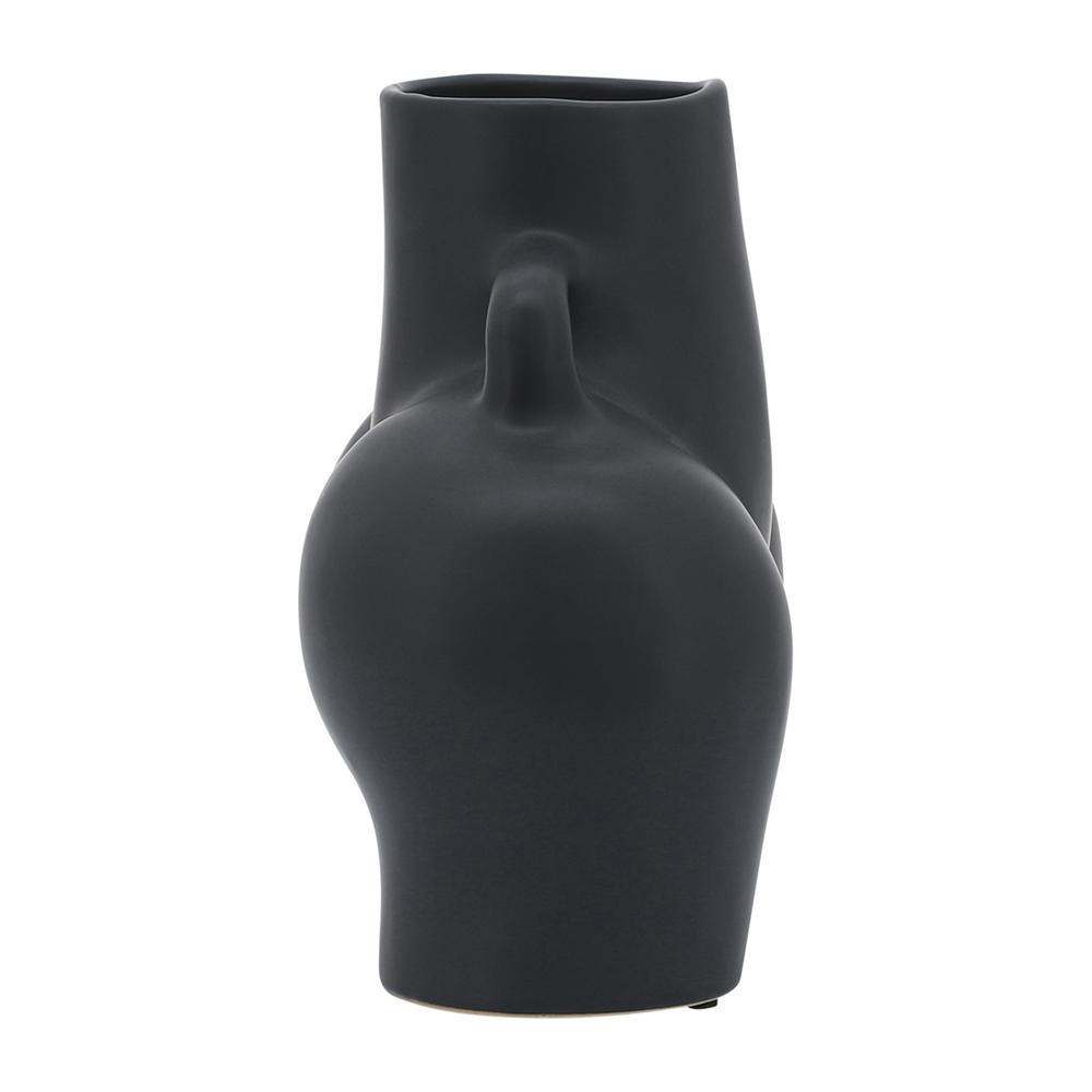 Cer, 7" Half Body Vase, Black. Picture 3