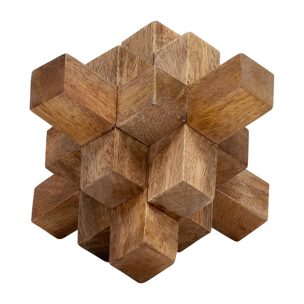 Wood, 6"  Geometric Orb, Natural. Picture 2