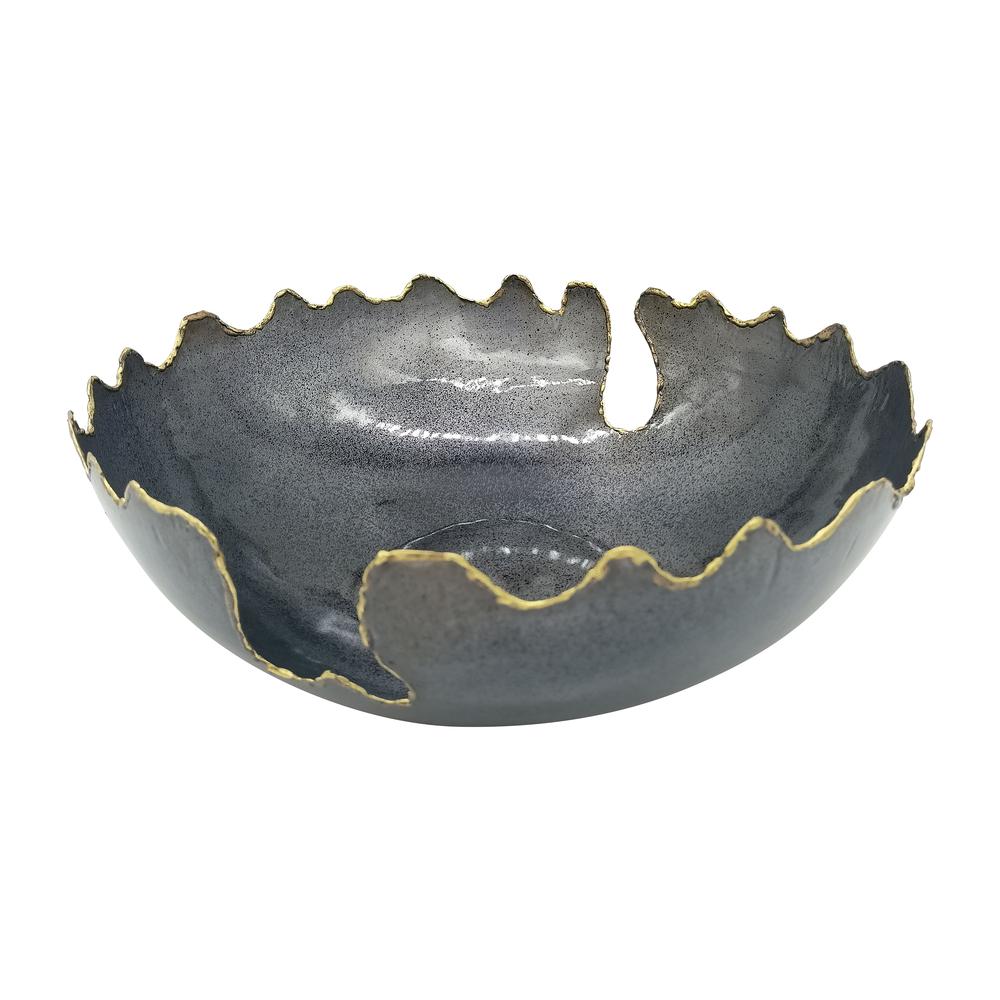 Metal S/3 12/15/18" Chipped Bowls, Black. Picture 3