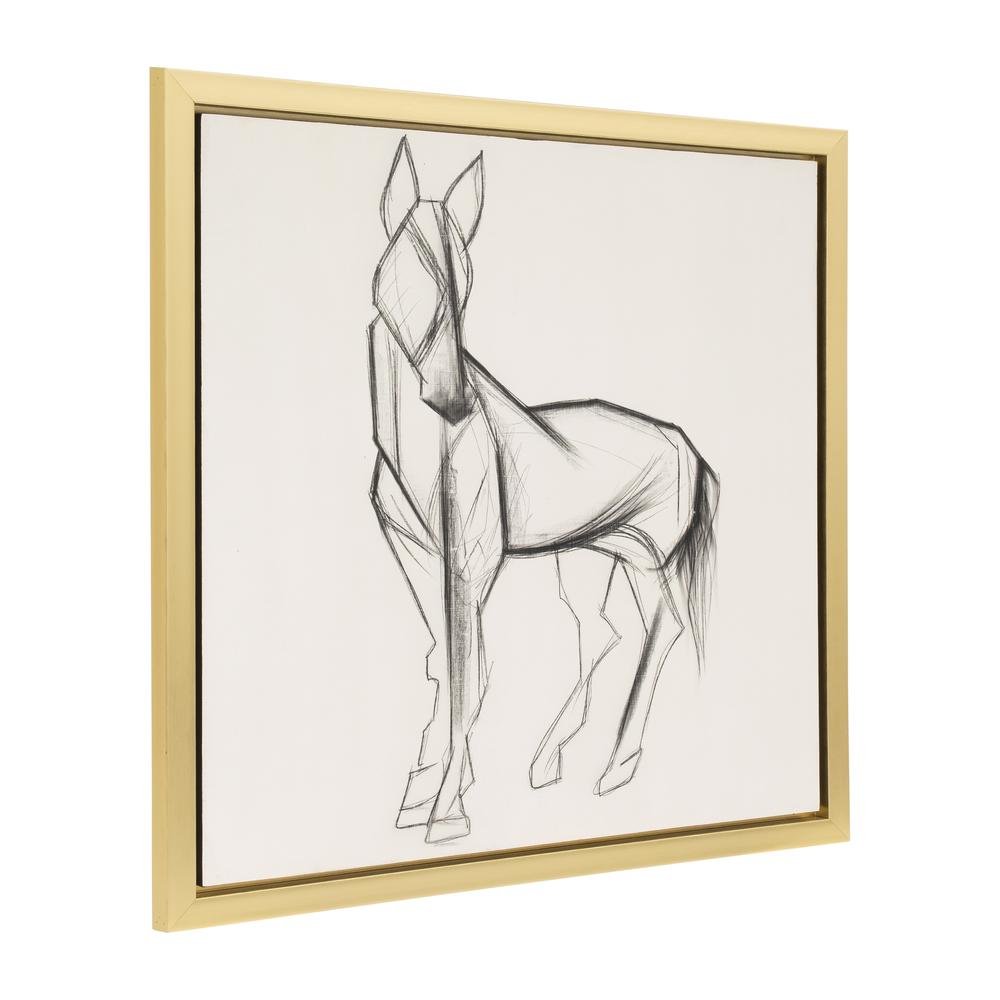 47x47, Hand Painted Elegant Horse Sketch, Blk/wht. Picture 2