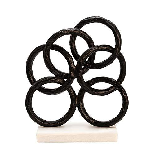 13" Metal Rings On Marble Base, Black. Picture 4