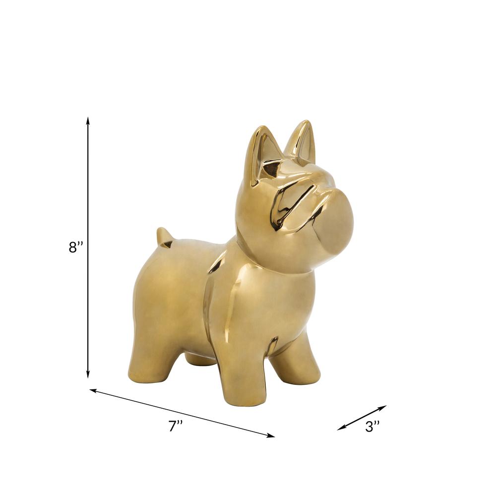 Cer, 8" Dog Table Deco, Gold. Picture 4