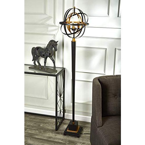 Metal 60" Armillary Floor Lamp,black/bronze. Picture 3