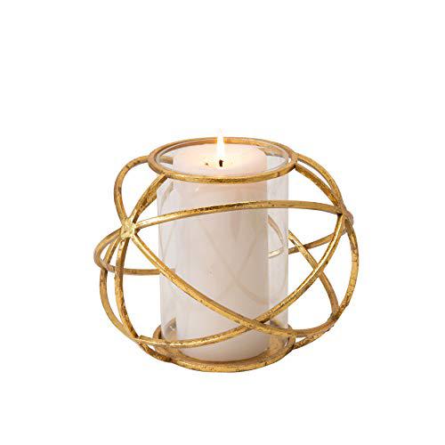 S/2 6" Orb Candle Holder , Gold. Picture 2