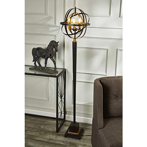 Metal 60" Armillary Floor Lamp,black/bronze. Picture 2