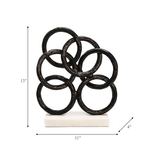 13" Metal Rings On Marble Base, Black. Picture 5