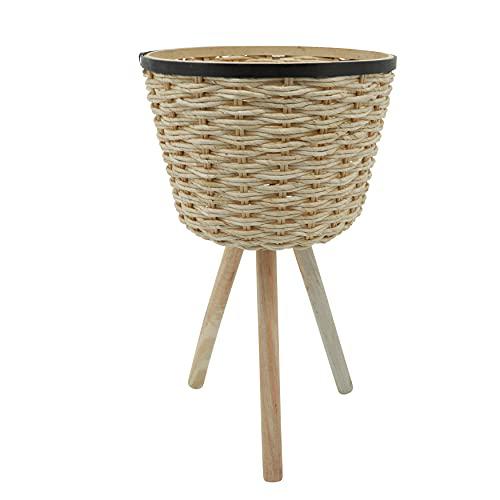 S/2 Wicker Footed Planters, White. Picture 2