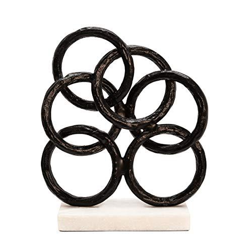 13" Metal Rings On Marble Base, Black. Picture 2