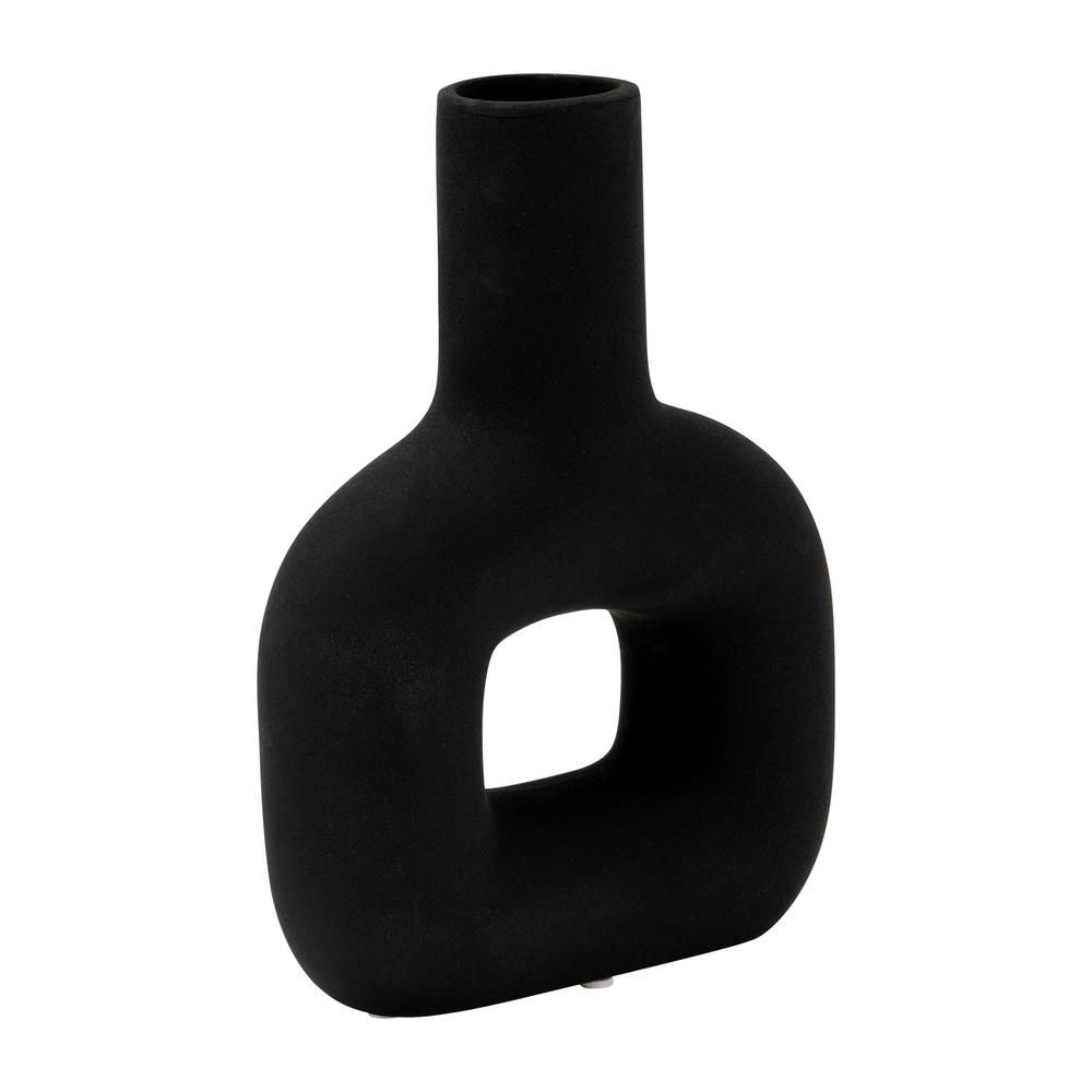 Dol, 8" Open Cut Vase, Black. Picture 2