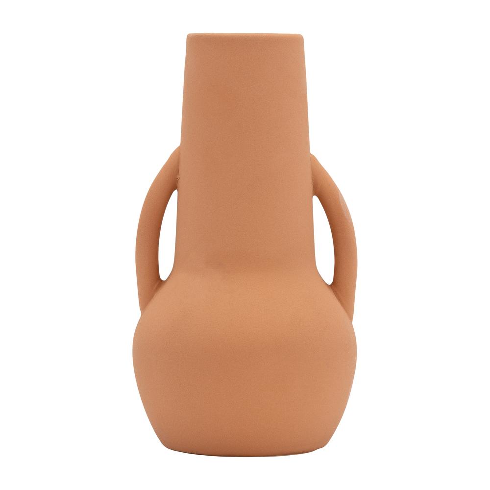 Cer,8",vase W/handles,terracotta. Picture 1