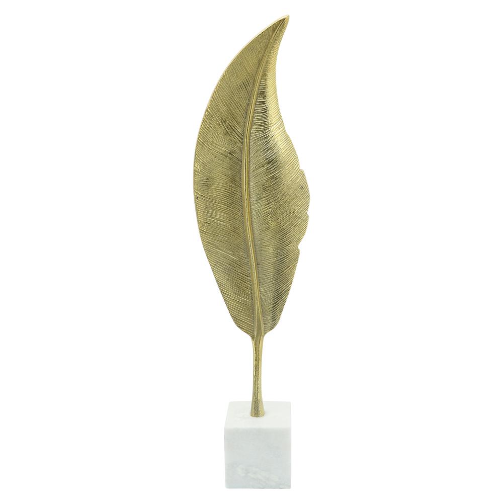 Metal, 28"h Leaf On Stand, Gold. Picture 1