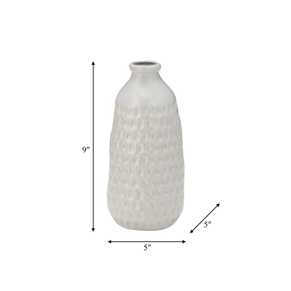 Cer, 9" Dimpled Vase, Oatmeal. Picture 9