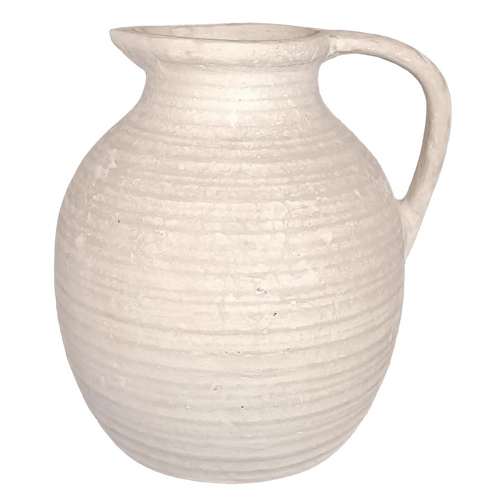 Paper Mache, 10" Pitcher, Ivory. Picture 1