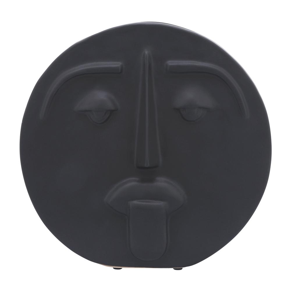 Cer, 10" Sad Face Vase, Black. Picture 2