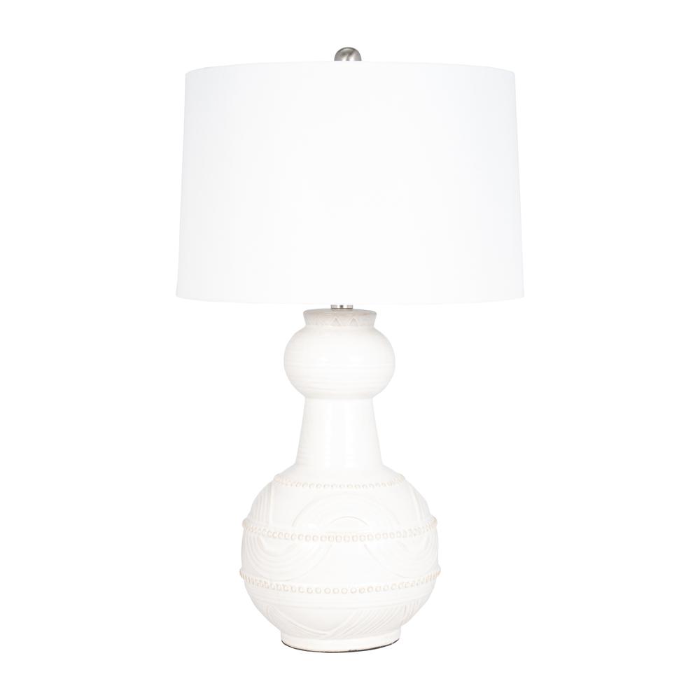 Ceramic 28" Bottle Table Lamp, White. Picture 1