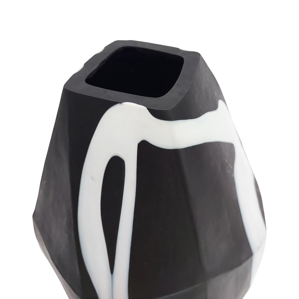 Glass, 10" Abstract Contemporary Vase, Black. Picture 4