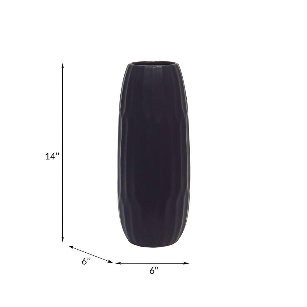 Ceramic 14" Vase , Black. Picture 3